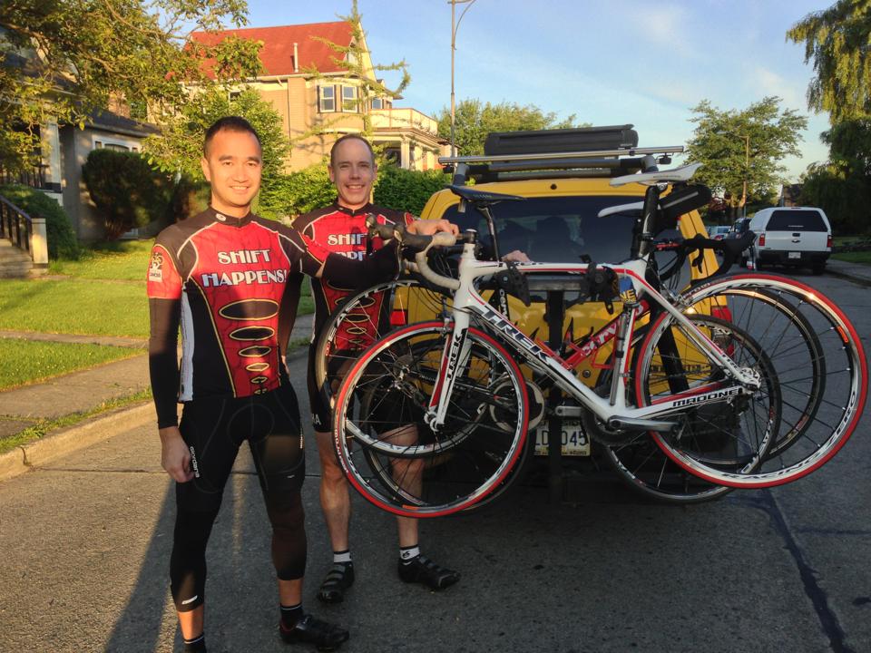 Dr. Kim Chi and teammate getting ready for Ride to Conquer Cancer