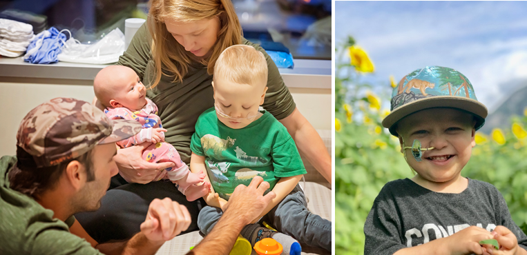 The Kindree family pictured during their son, Bo's, treatment at BC Cancer