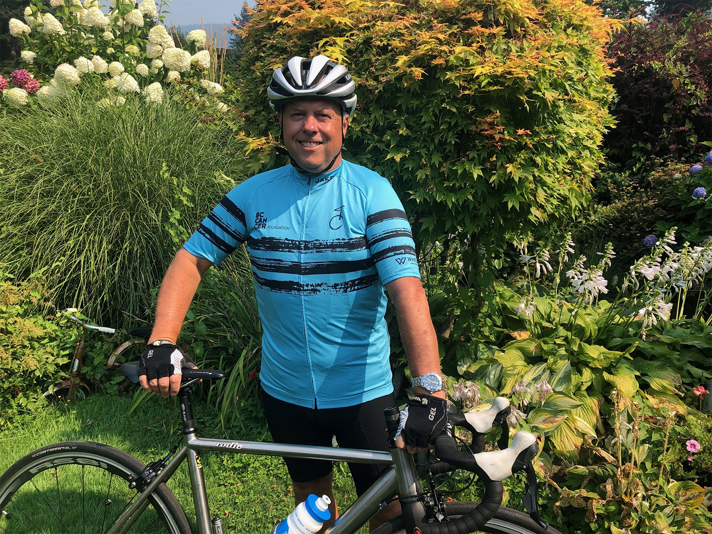 Brian Benson wearing a Tour de Cure jersey