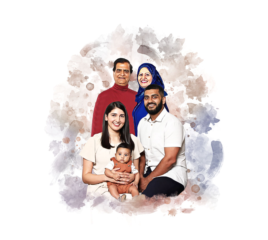 Photoshopped family portrait for the Shahid Family